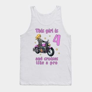 Girl four years old - 4th birthday motorcycle Tank Top